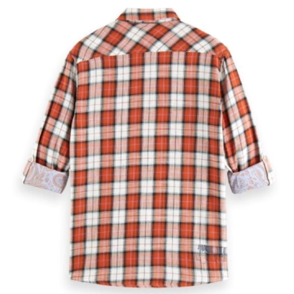 NWT Scotch & Soda Men’s Flannel Check Shirt With Sleeve Roll Up (Various Sizes) - Picture 2 of 10